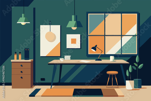 interior designer s office with sample boards 