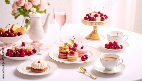 Wallpaper Mural チェリーのアフタヌーンティーセット
 Torontodigital.ca