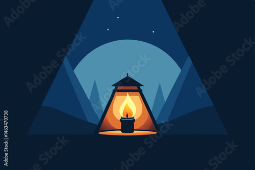 lantern light flickering inside soaked tent 