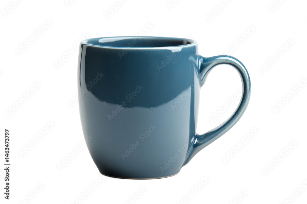 A close up studio shot of a single blue ceramic mug with a handle on a black background space A close up studio shot of a single blue ceramic mug with a handle on a black background space