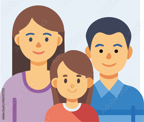 Happy Family Portrait Illustration.A cheerful and simple illustration of a family.