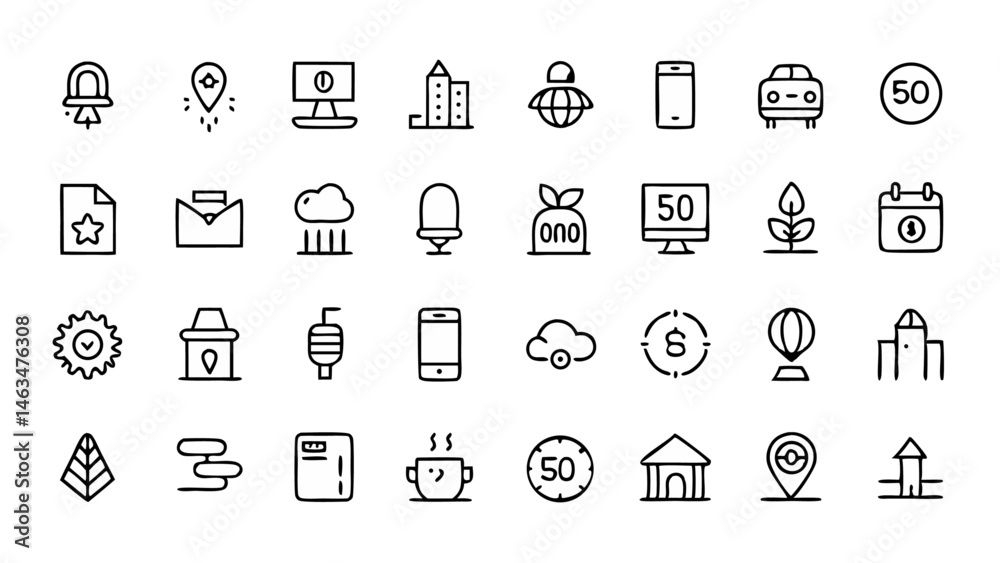 Clean and simple user interface line icons in a linear style ideal for mobile apps websites and user experience designs with a modern and intuitive approach Clean and simple user interface line icons in a linear style ideal for mobile apps websites and user experience designs with a modern and intuitive approach