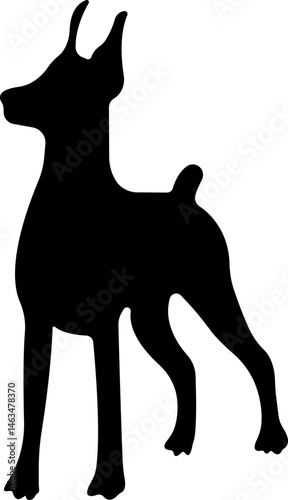 Dog icon in flat style. Pet, animal, tail, barking, purring, guard, isolated on transparent background