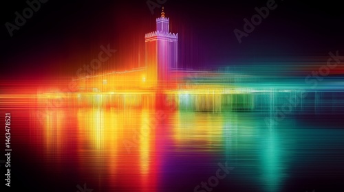 Vibrant Cityscape: An artistic visualization of a city's architectural marvels, drenched in a dazzling array of neon colors, reflecting the city's effervescent energy.