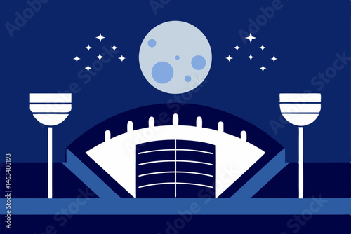 massive nfl stadium under a full moon  