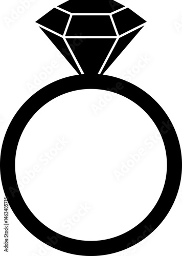 Diamond ring icon in flat. isolated on transparent background