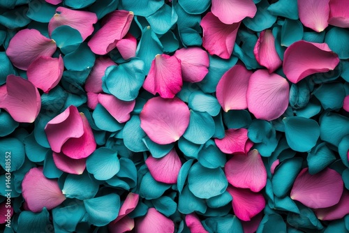 Vibrant display of pink and teal rose petals.
