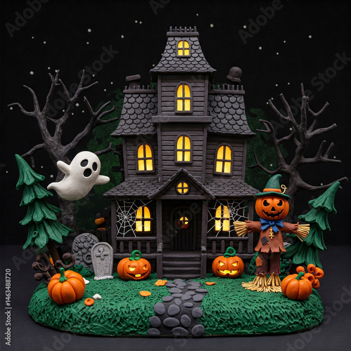 clay figure Halloween home decor