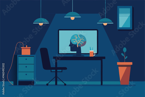 neural linked office with brainwave interface 
