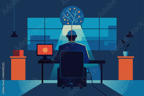 neural linked office with brainwave interface 