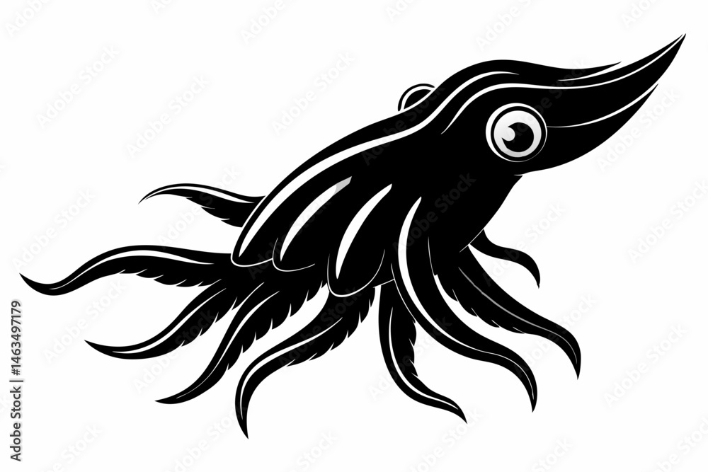 Naklejka premium cuttlefish sihouette black vector