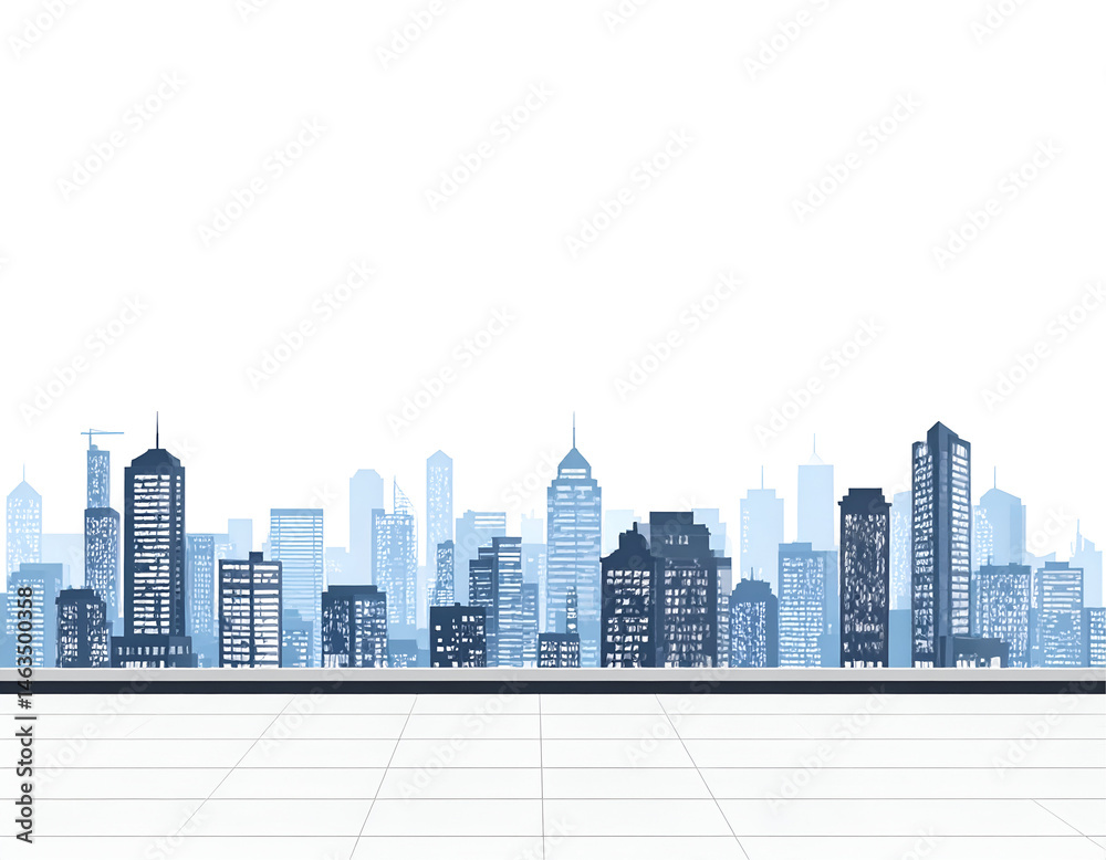 Fototapeta premium Elevated Cityscape: Panoramic View from Rooftop Terrace