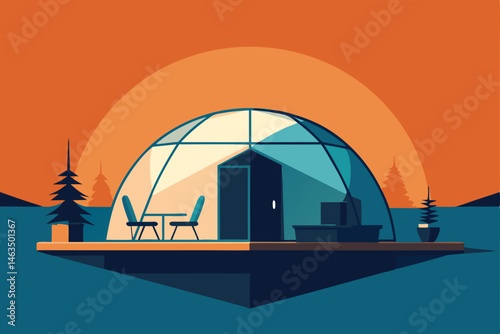 off grid dome office with panoramic windows 