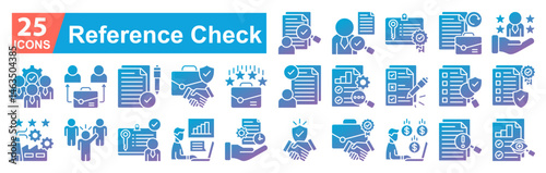 Reference Check Icon Sheet Style line vector reference verification, background screening, credential validation, employment history, professional reputation, vetting, screening, contract verification