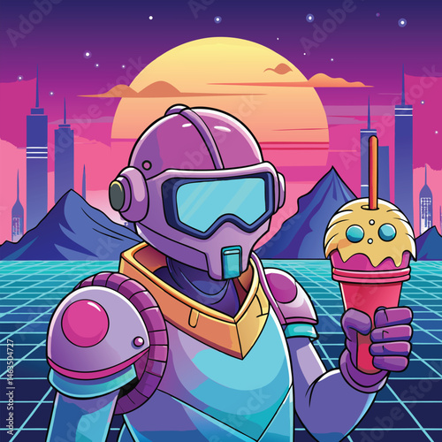 Cartoon boy astronaut on the moon with stars vector illustration
