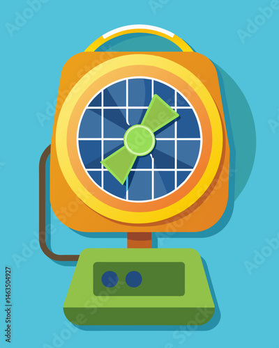 This fans compact size and solarpowered capabilities make it a great addition to emergency kits or disaster preparedness supplies.. Vector illustration