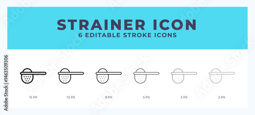 Strainer icon set with different stroke. Vector illustration with editable stroke.