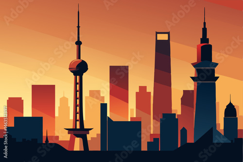 old shanghai district with modern towers in the 