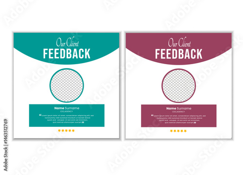 Client testimonial or client feedback vector design template