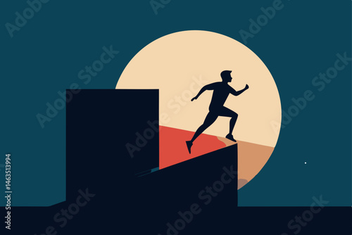 parkour runner silhouetted against a billboard 