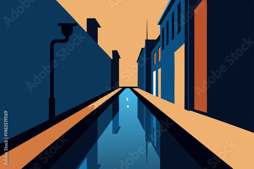 rain flowing through cobbled alley gutter