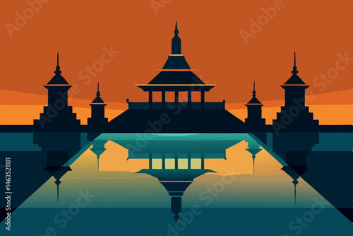 reflections of temple lights on wet ground  .svg