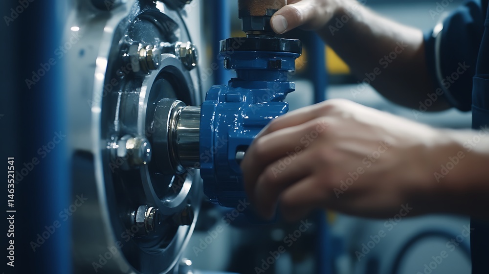 Obraz premium Mechanic Assembling Industrial Machinery