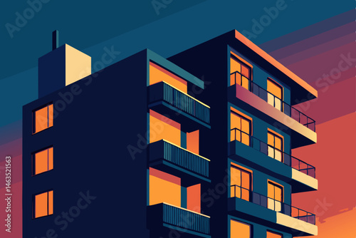 residential apartment block with unevenly 