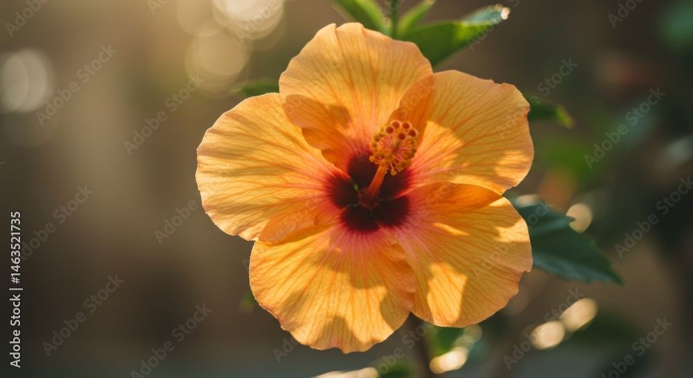 Orange Hibiscus Flower in Sunlight