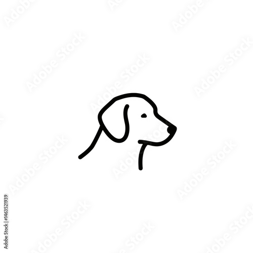 Simple Dog Head Outline Icon, Minimalist Pet Vector