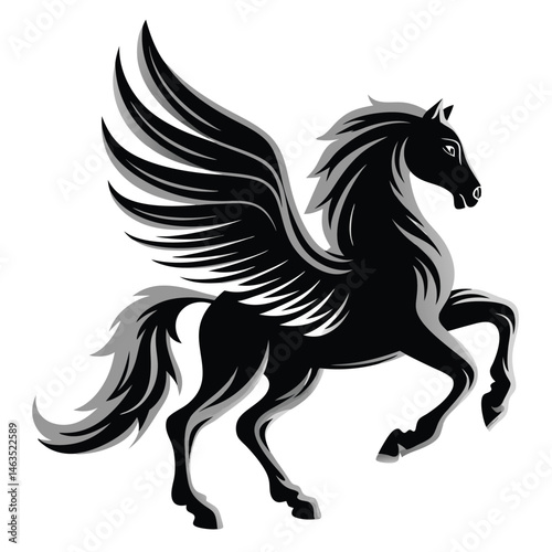 Running wild mustang horse animal silhouette vector illustration