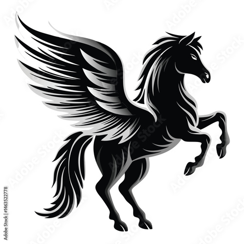 Running wild mustang horse animal silhouette vector illustration
