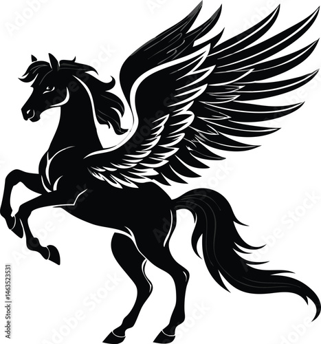 Running wild mustang horse animal silhouette vector illustration