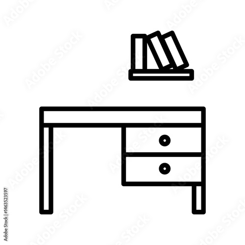 Study desk icon on white background