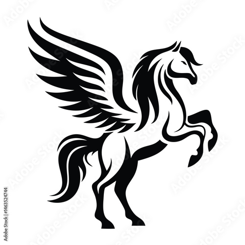 Running wild mustang horse animal silhouette vector illustration