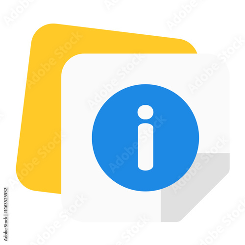Simple info icon badge symbolizing help or data, useful for web interfaces, apps, and informational signage.