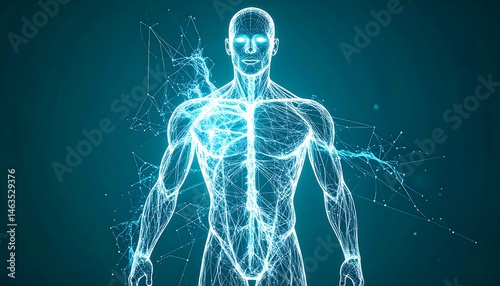 Futuristic Human Anatomy Network Digital Body Health Science Technology