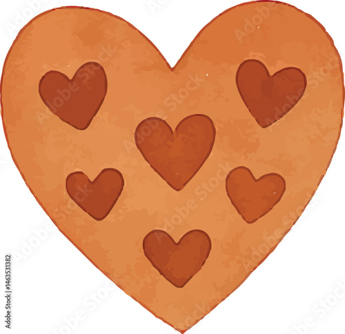 A watercolor-style peach-toned heart with smaller hearts inside. Ideal for romantic designs, Valentine’s decor, or love-themed art