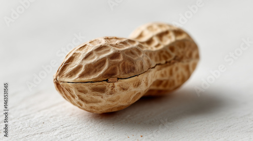 Nutty Embrace: A close-up shot of a solitary peanut in its textured shell, suggesting a wholesome treat. It highlights the organic essence of this nourishing snack