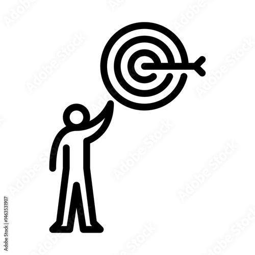 set a goal outline icon. figure aim target line art illustration.