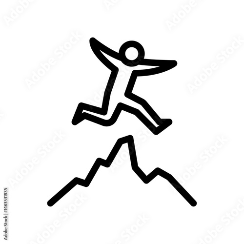 jump challenge outline icon. figure jumping line art illustration.