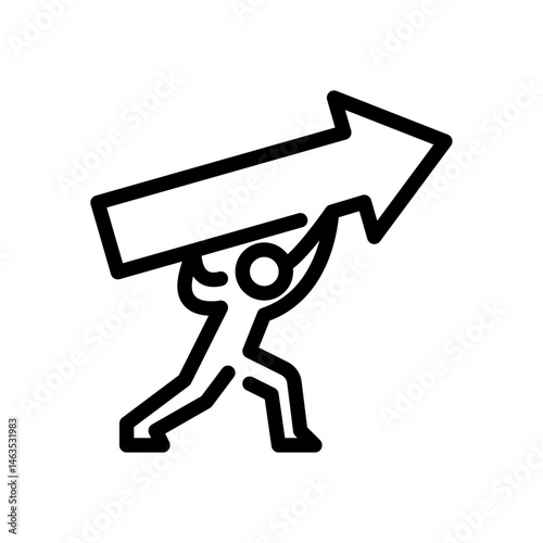 move up outline icon. figure growth line art illustration.