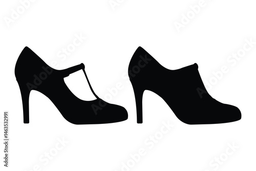High heels icon set. Women's high heel shoes vector. Shoe high heel vector silhouette collection. Ladies heels vector illustration