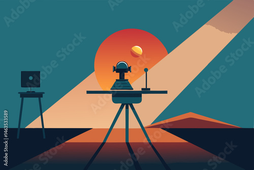 sun tracking desk setup with motorized rotation
