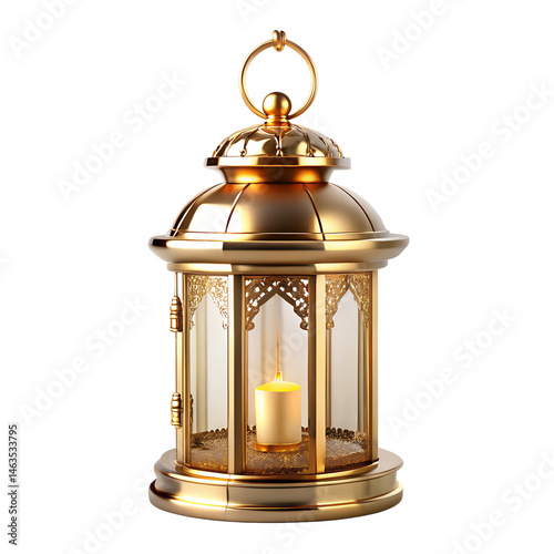 Cascading golden lantern isolated on transparent background.