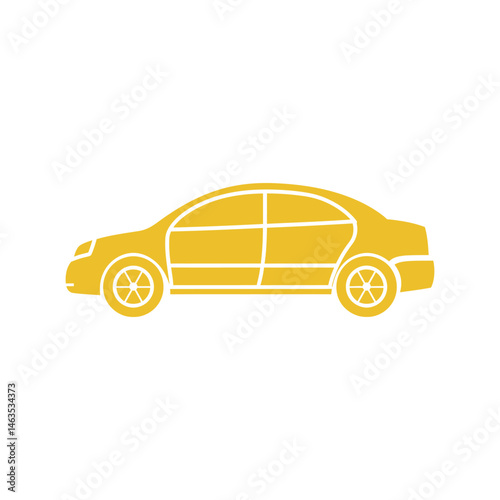 Simple black silhouette illustrates a car seen from the front in form