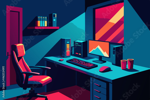 teen gamer s chaotic rgb office with energy drink 