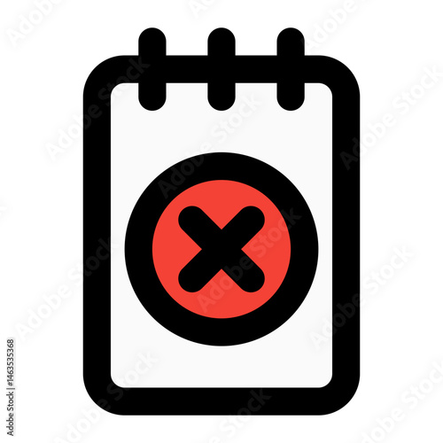 Simplified calendar icon with an error symbol, suitable for web or app notifications related to issues or cancellations.