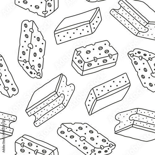 Vector seamless pattern with sponges for cleaning in doodle style. Drawing for various projects with equipment for cleaning.