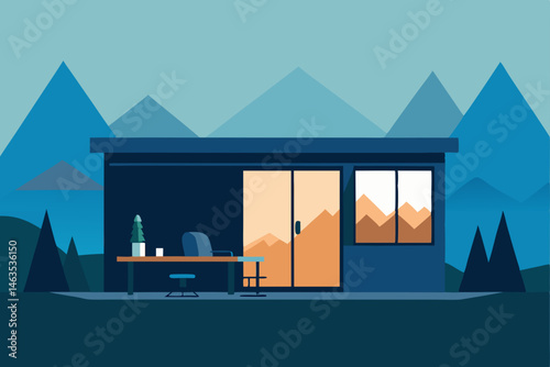 tiny house office with compact furniture 
